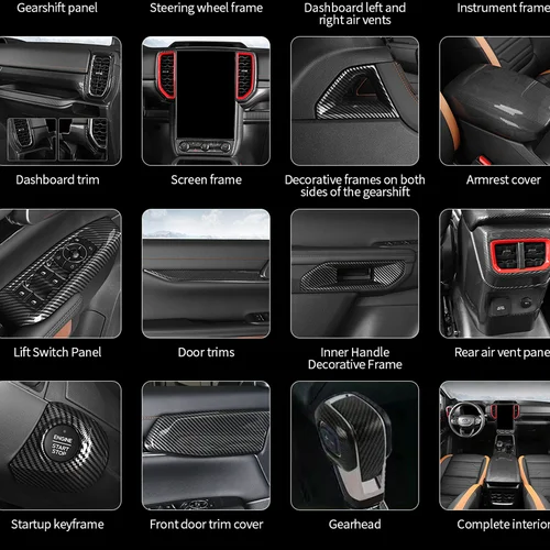 Imagen 1 del producto Para Ford Ranger 2024, accesorios LHD RHD, Panel embellecedor de coche, cubierta de reposabrazos de llave Raptor, Panel de Control central, accesorios para tocados de fila