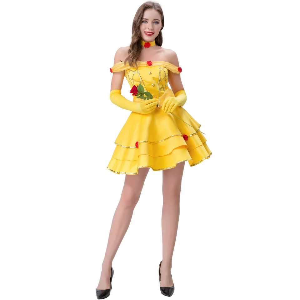 Beauty And The Beast Sexy Short Dress Halloween Cosplay Costume Belle  Princess Dress Masquerade Carnival Adult Belle Roles Suit - AliExpress  200000532
