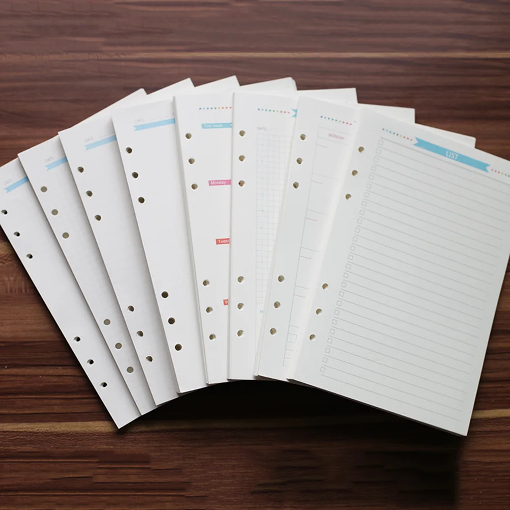 40 แผ่น Binder Notebook กว้างปกครองหลวมแผ่นกระดาษเติมตารางเอกสารแนวนอน