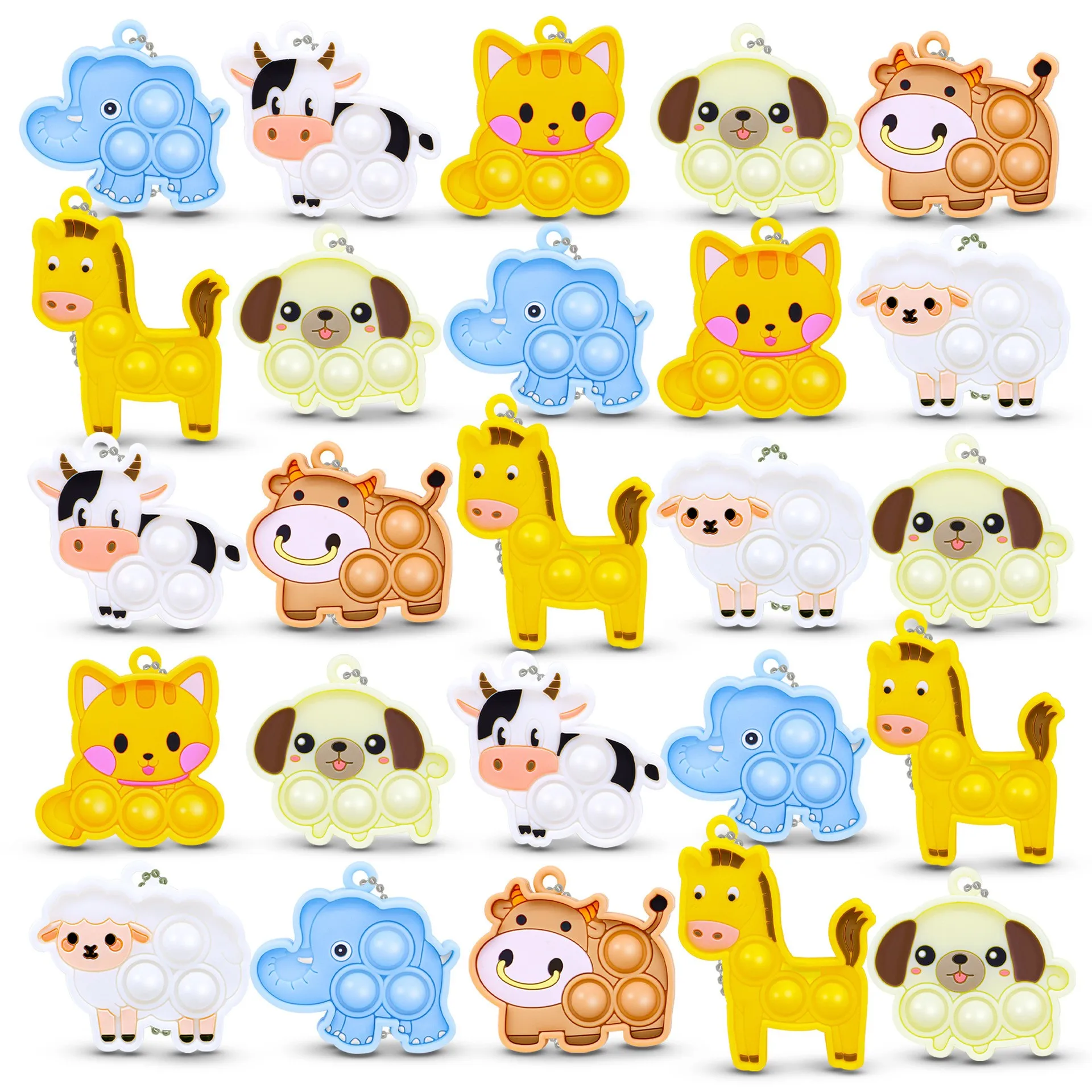 Animal Pop Keychains Fidget Toys For Kids - Sensory Toys Goodie Bag Stuffers Classroom Prizes Party Favors Back to School Gifts