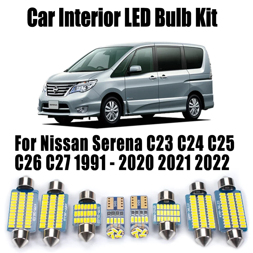 For Nissan Serena C23 C24 C25 C26 C27 1991 - 2017 2018 2019 2020 2021 2022 LED Interior Reading Dome Trunk Light Plate Bulb Kit