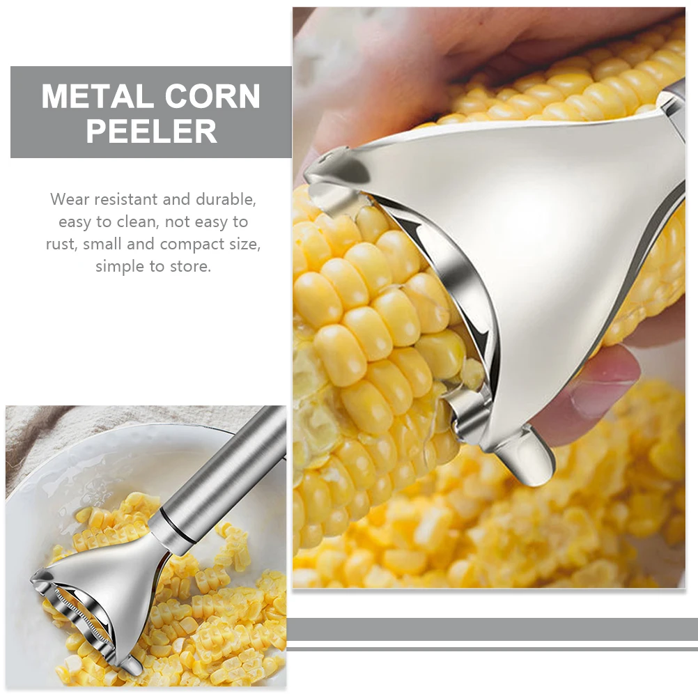 

2Pcs Corn Stainless Steel Household Stripper Cob Kitchen Gadget Corn On The Cob Peeling Tool Silver Veg Tool