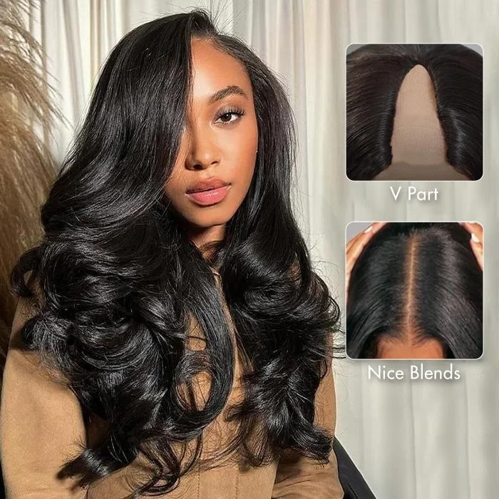 V Part Glueless Wig… - image