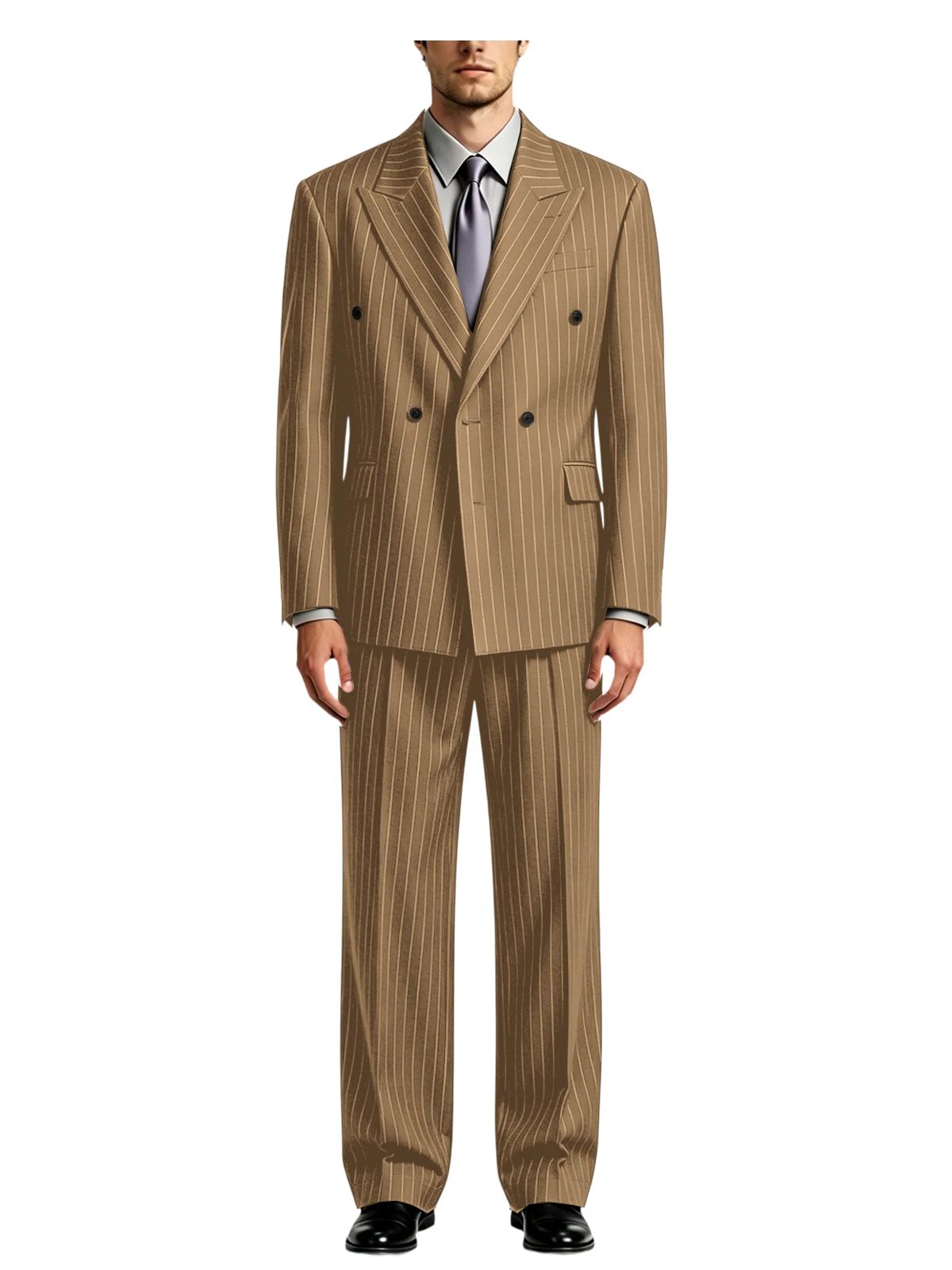 Traje de hombre de doble botonadura con rayas, 2 piezas, solapa con muescas, blazer formal y pantalón, estilo vintage para negocios, bodas, fiestas, graduaciones y cenas.