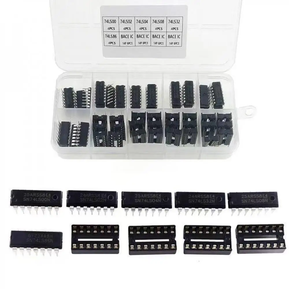 ​48PCS/Box IC Kit 74LS00 74LS02 74LS04 74LS08 74LS32 74LS86 6 Specifications DIP-14 Integrated Circuit DIP IC Combination Kit