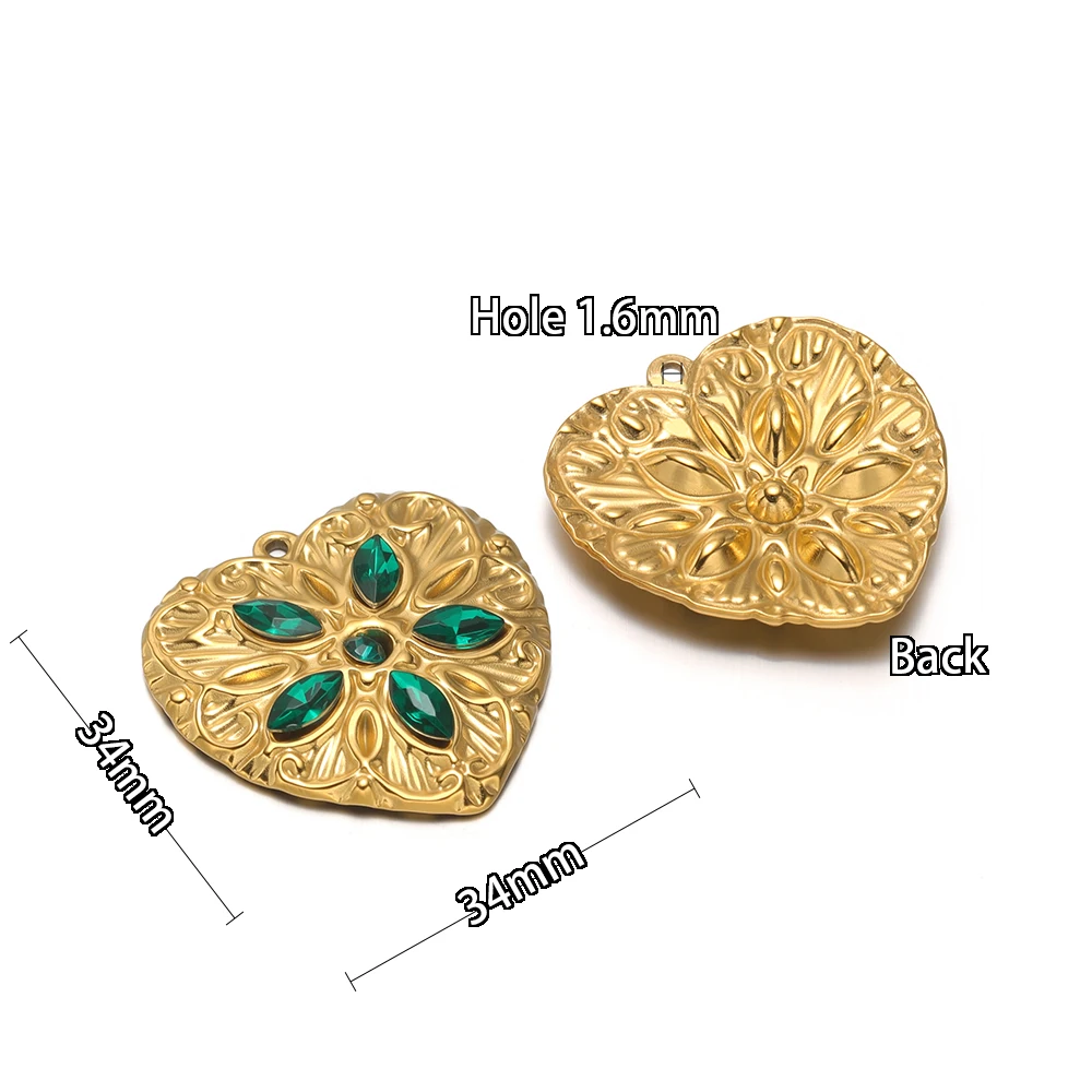 3 Stück Edelstahl-Zirkon-Blumen-Herzanhänger für DIY-Schmuckherstellung für Frauen: Halsketten, Armbänder, Anhänger, Ohrringe – Detail 3