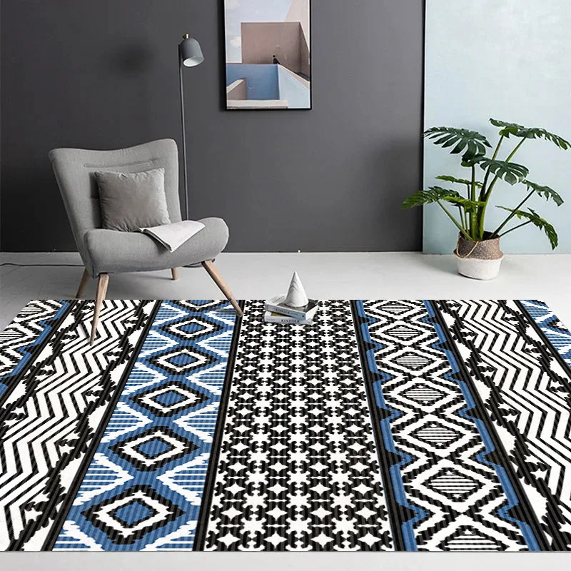 Contemporary Area Rug High Contrast Tone Floor Covering For Office Studio Housewarming Gift Present