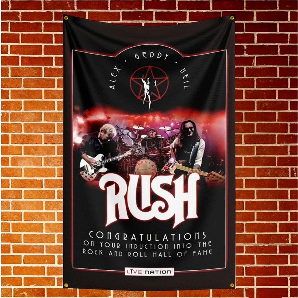Rush Music Flag Banner For Fan Cave Watch Party Tailgate Gathering Indoor Outdoor Backyard Home Festival Ornament Supply