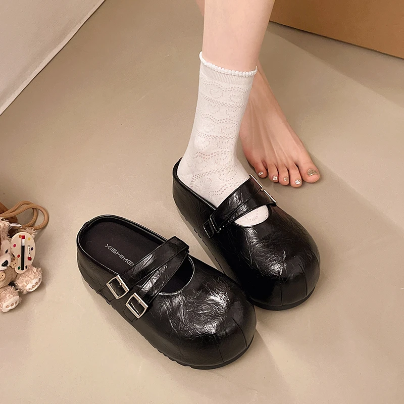 

Женские шлепанцы на толстой подошве с высоким верхом, водонепроницаемые, на платформе, модные, универсальные, удобные и нескользящие.