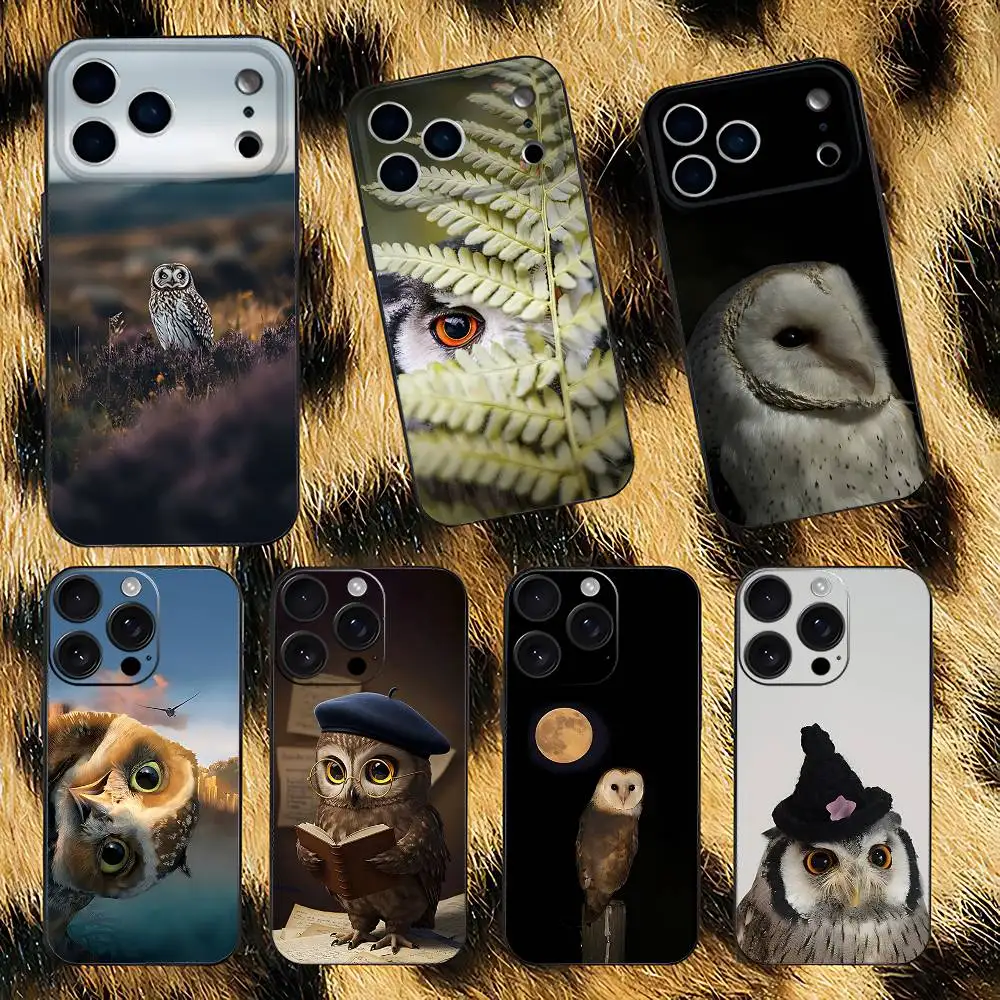 

Cute Baby Owl Phone Case For iPhone 17,16,15,14,13,12,11,Pro,Max,Plus,E,Air,Mini Protective Black Cover