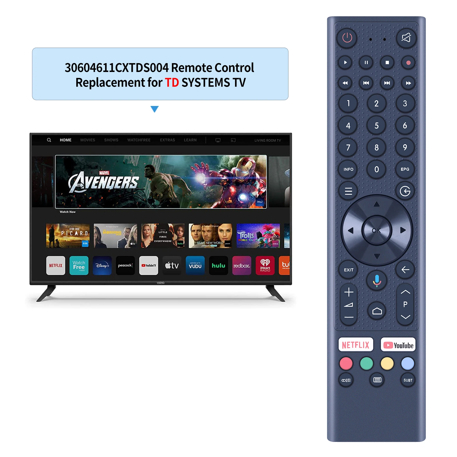 Remote control for TD SYSTEMS TV 30604611CXTDS004 without voice