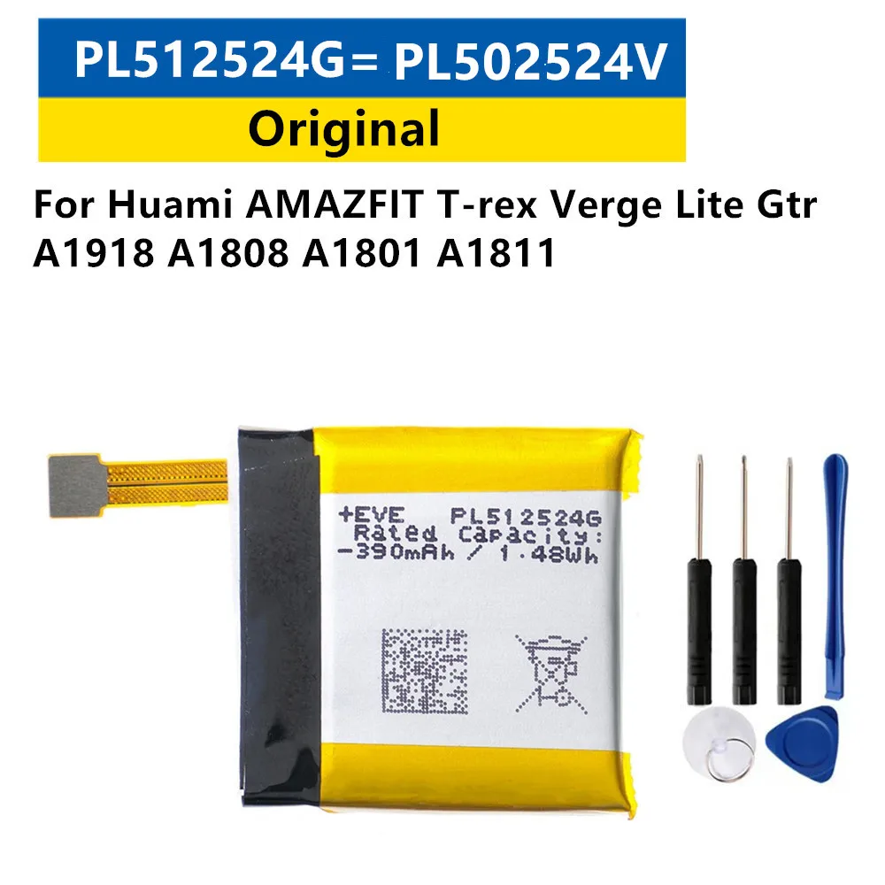 PL512524G PL502524V Battery For Huami AMAZFIT T-rex Verge Lite Gtr A1918 A1808 A1801 A1811 Smart Watch Batterie + Free Tools