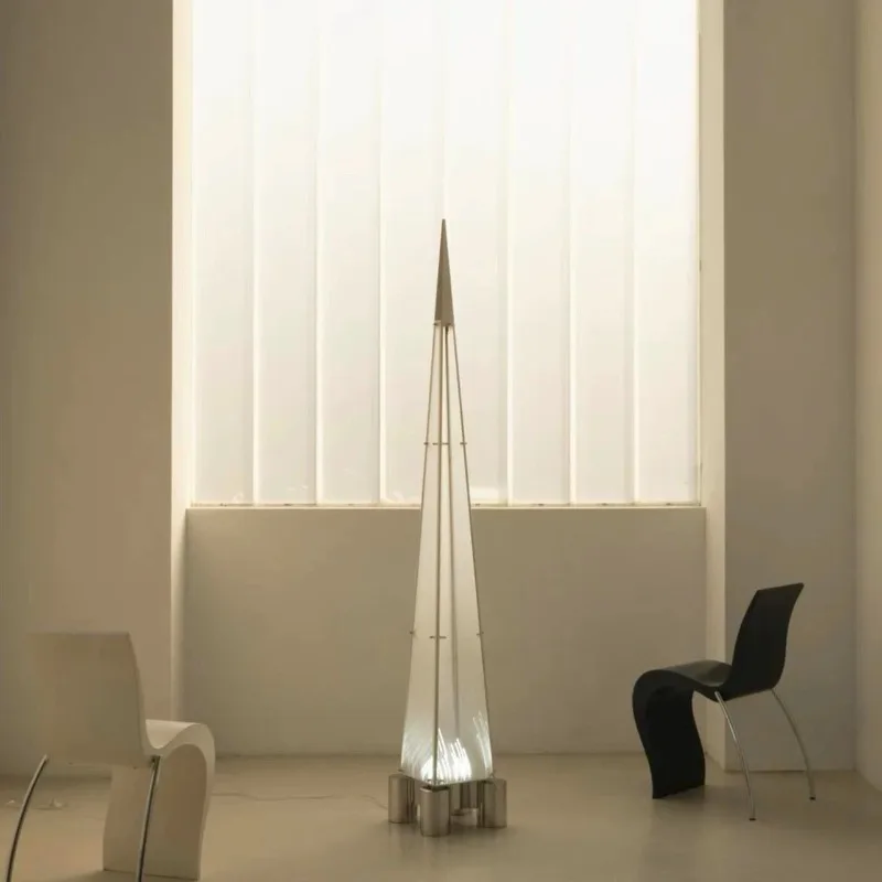Stainless steel art floor lamp broken pyramid designer creative living room dining room bedroom table lamp