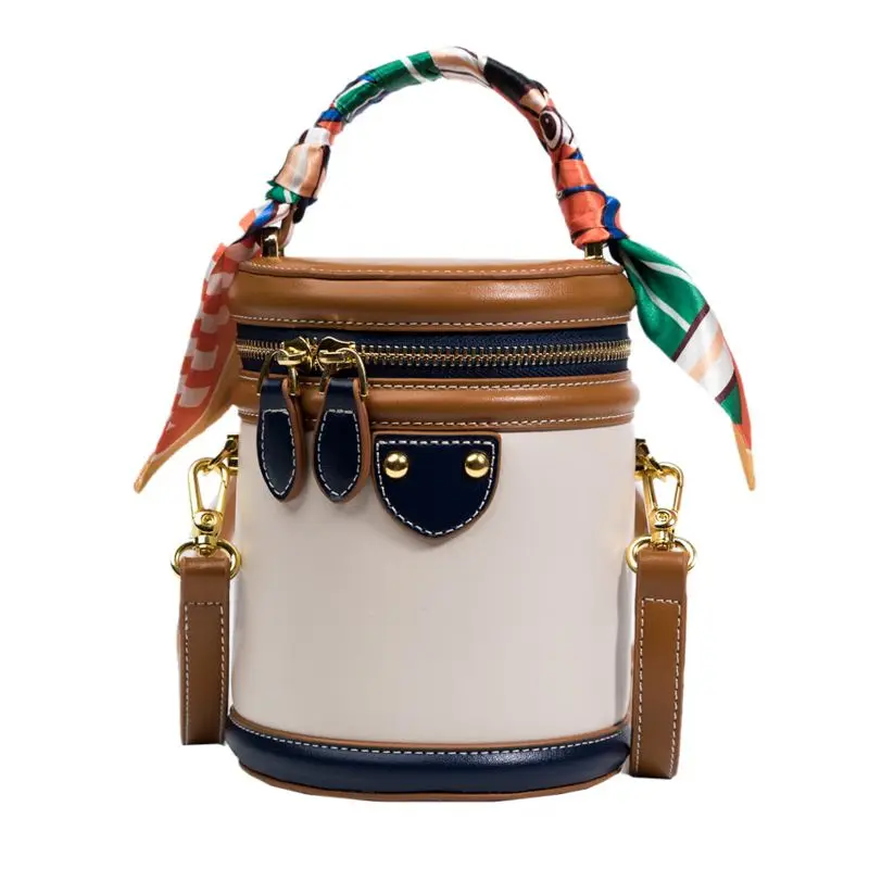 [ Large Capacity ] Pretty Bag Bucket Handbags Women's New Fashion Niche Cylinder Handbag Shoulder Design Portable Messenger Bag