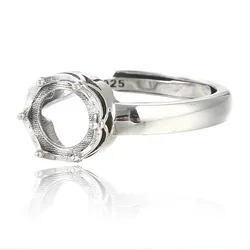 Ring Blank (6x6mm/8x8mm/9x9mm/10x10mm Round Blank) Adjustable 925 Silver Ring Base Round Cabochon Ring Setting