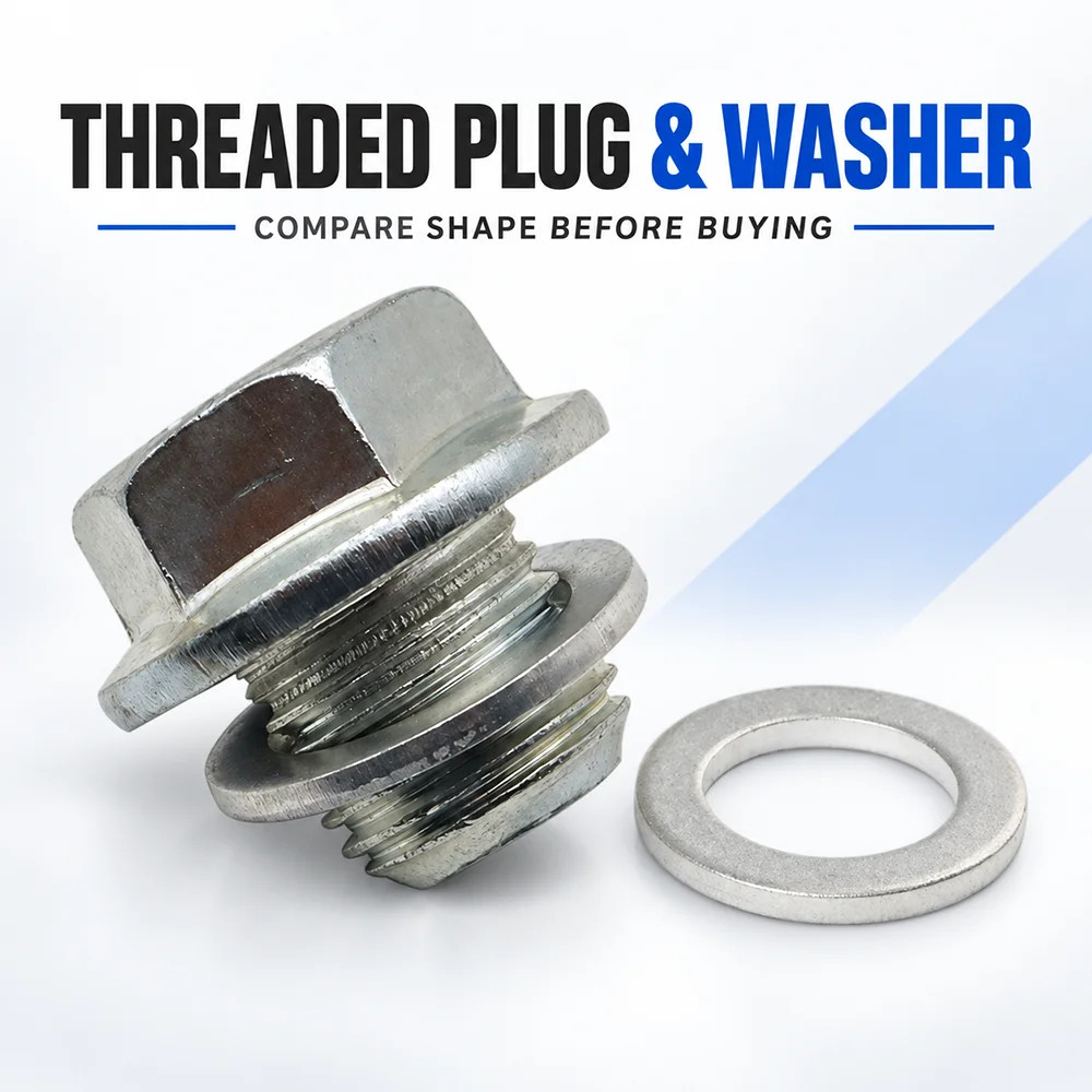 90009-R70-A00 M14x1.5 Engine Oil Pan Drain Plug Bolt with 94109-14000 Washer for Honda Accord Civic CR-V Odyssey Pilot Acura