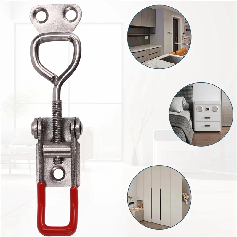 F-T 4PCS Adjustable Toolbox Case Metal Toggle Latch  Catch Clasp Quick Release Clamp Anti-Slip Push Pull Toggle Clamp Tools