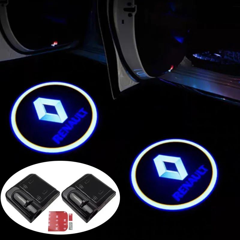 

2 Pcs Universal LED Car Door Welcome Lights / Logo Projector Lights for Renault, Magnetic Induction Wireless Door Lights