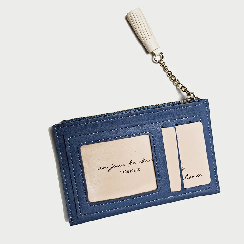 Mini PU Leather European New Cutecat Cartoon Keychain Purse Ultra-thin Business Card Style Coin Holder Budget Organizer Planner