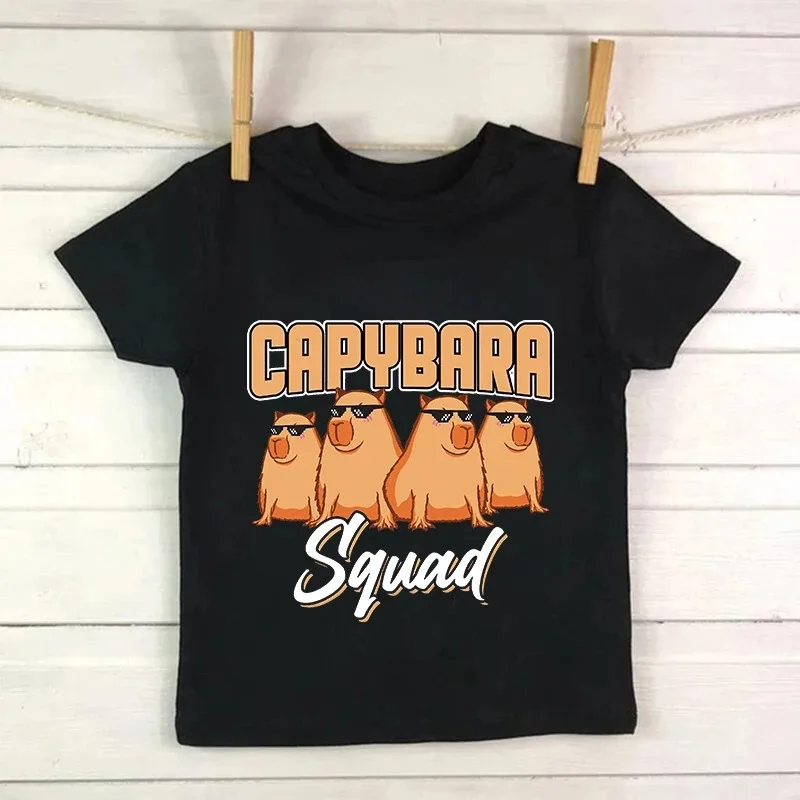 Funny Capybara Love T Shirt Kids Kawaii Children T-Shirt Cartoon Clothes Kid Girl Boy Cute Capybaras Tshirt Baby Casual Top Tee