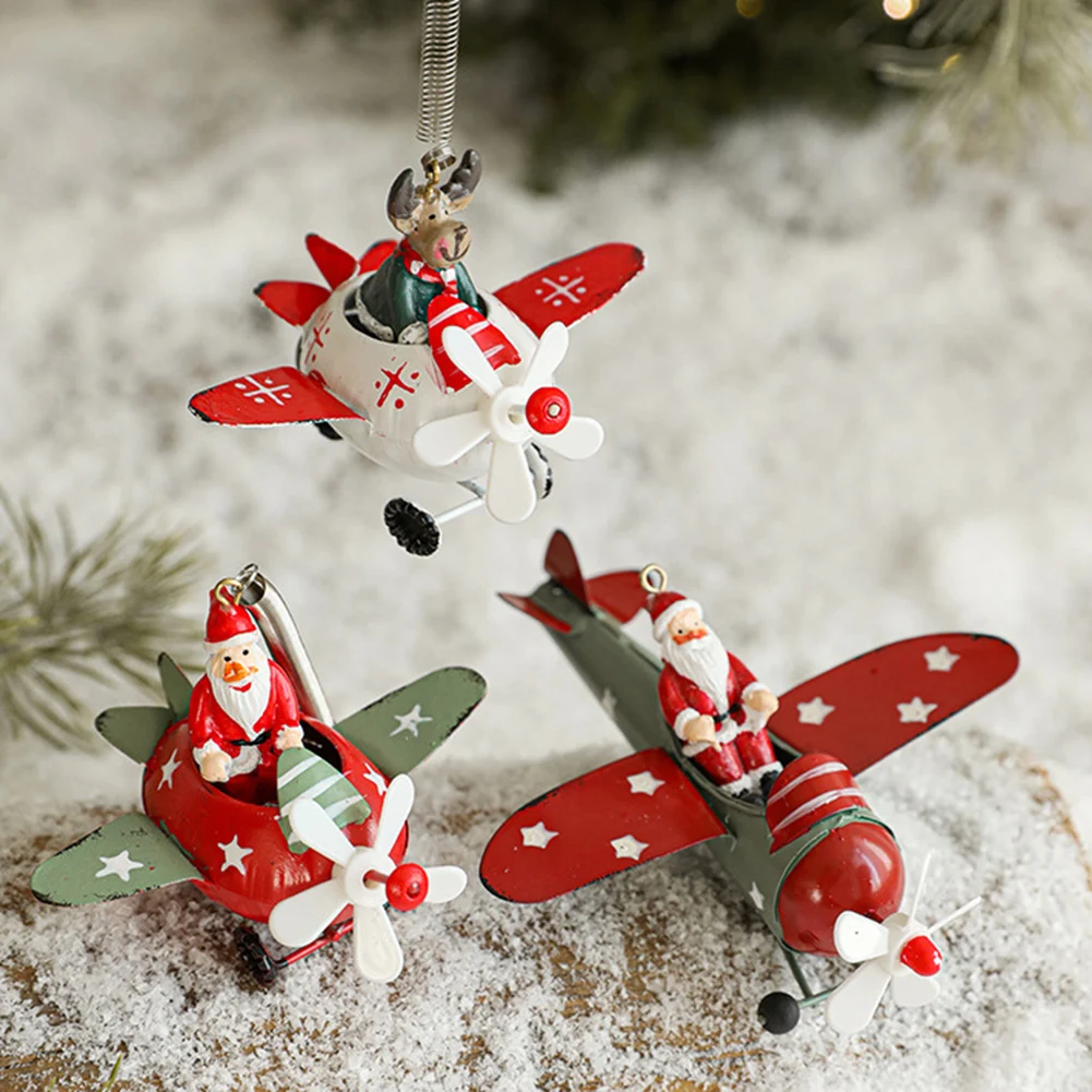 Christmas Decoration Claus Airplane Ornament Holiday Season Christmas 13*11*6cm Retro Design Carefully Crafted Perfect Size