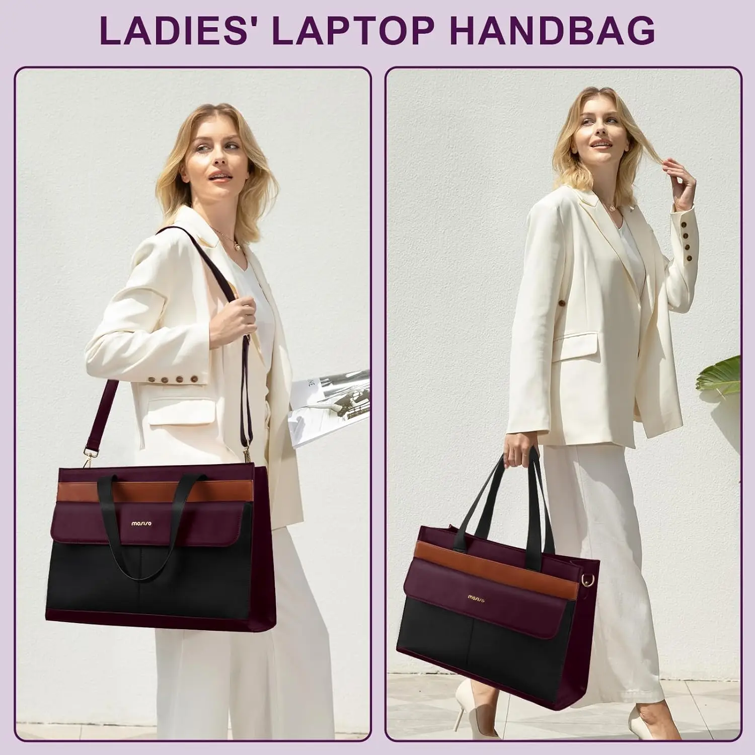 

Laptop Tote Bag Women's Bags 15.6 Inch Waterproof Leather Notebook Shoulder Handbag for MacBook HP Dell Business Work Briefcase