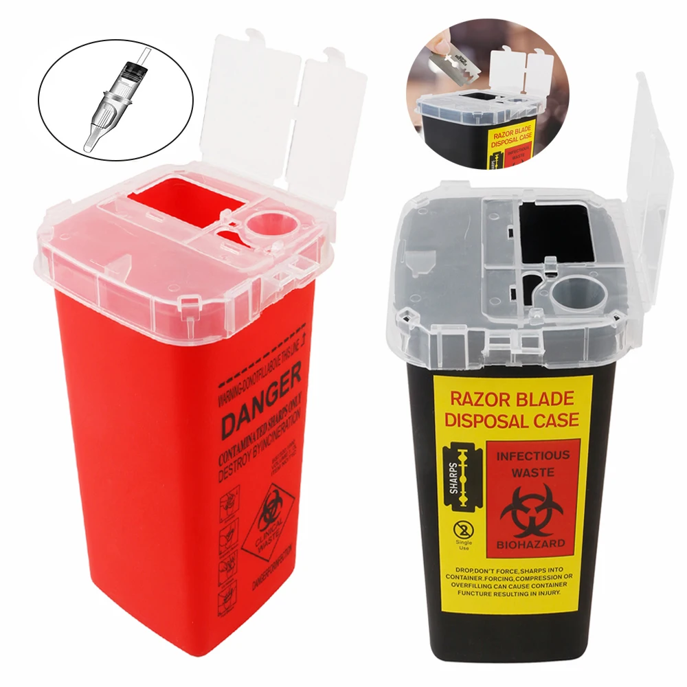 NEW Barbershop Blade Recycling Box Salon Mini Trash Can Razor Blade Disposal Case Syringe Needle Trash Collector Barber Tools