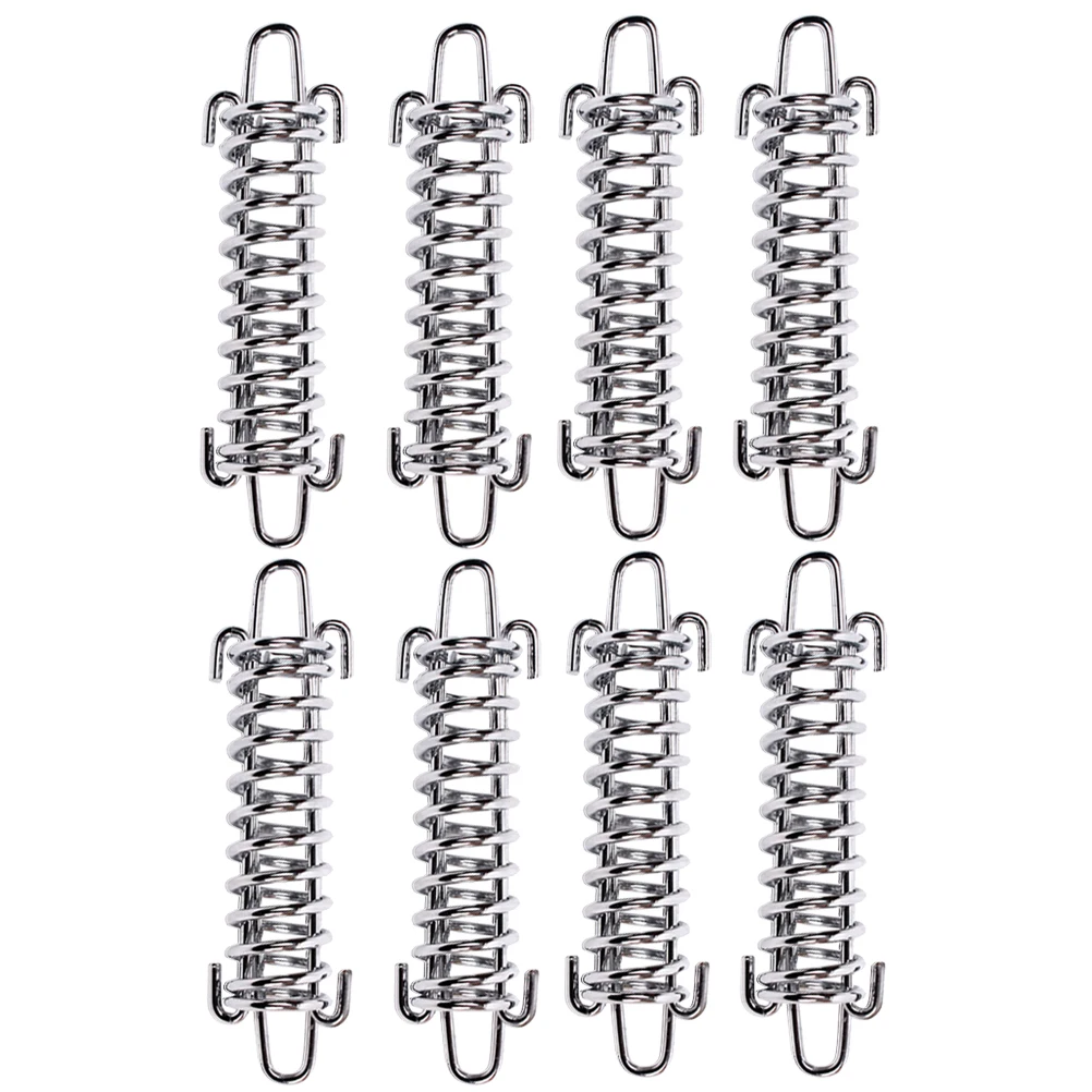 

8 Pcs Tent Wind Rope Buckle High Strength Steel Camping Spring Hook Fixed Silver