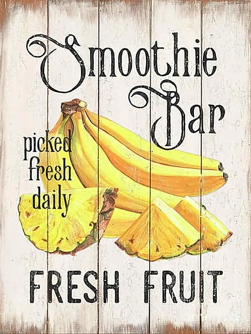 Smoothie Bar Picked Fresh Daily Fresh Fruit Vintage Aluminum Sign Retro Metal Tin Sign for Home Coffee Wall Decor 8x12 Inch