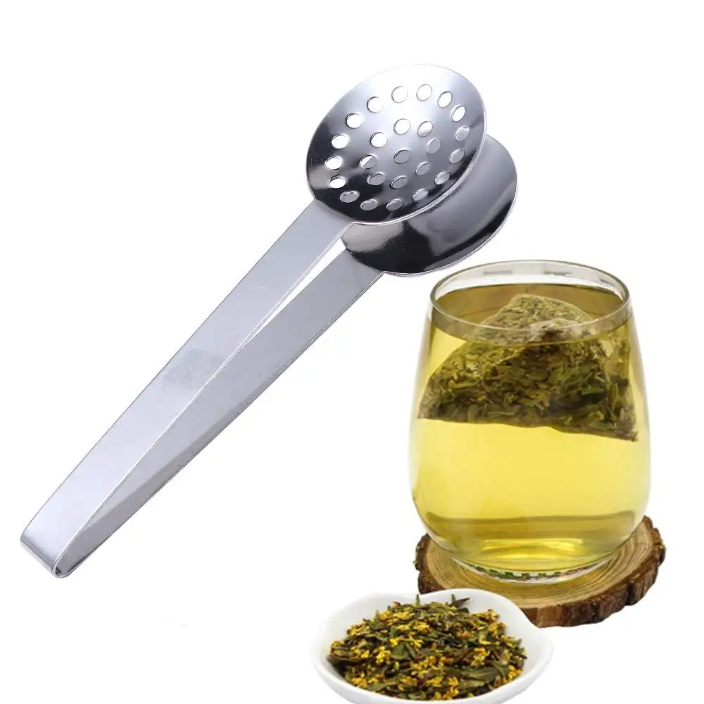 Lemon Herb Drying Barbecue Stainless Steel Gripper Serving Clamp Teabag Tongs Food Clip Tea Bag Squeezer