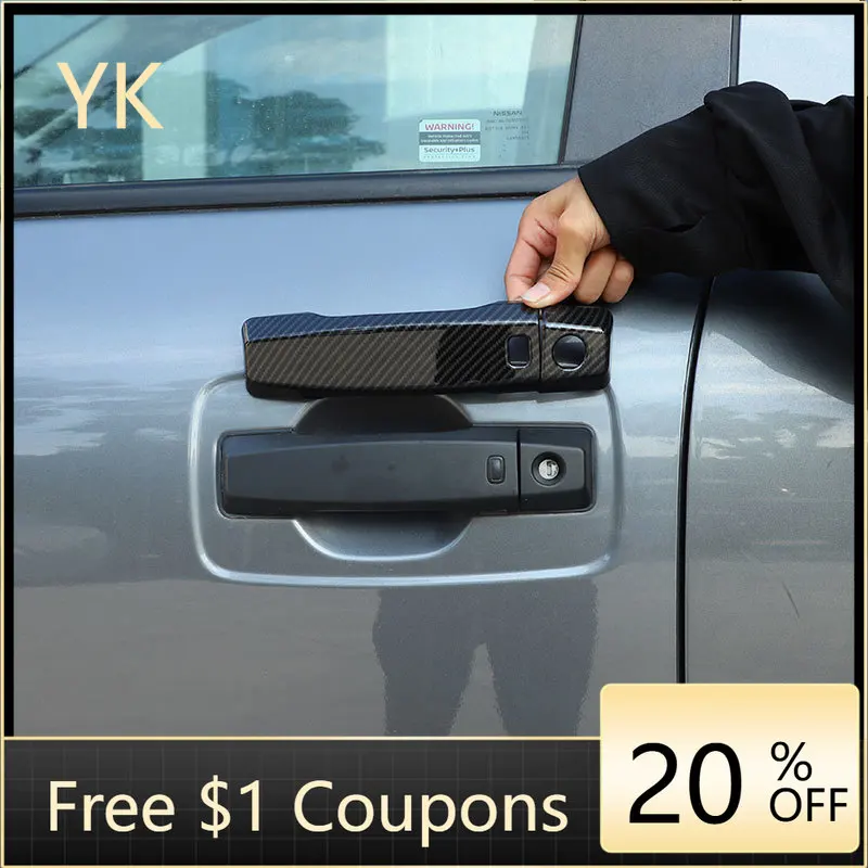 

For Nissan Titan 2016-2023 ABS Carbon Fiber Car Handle Frame Cover Trim Sticker Car Accessories