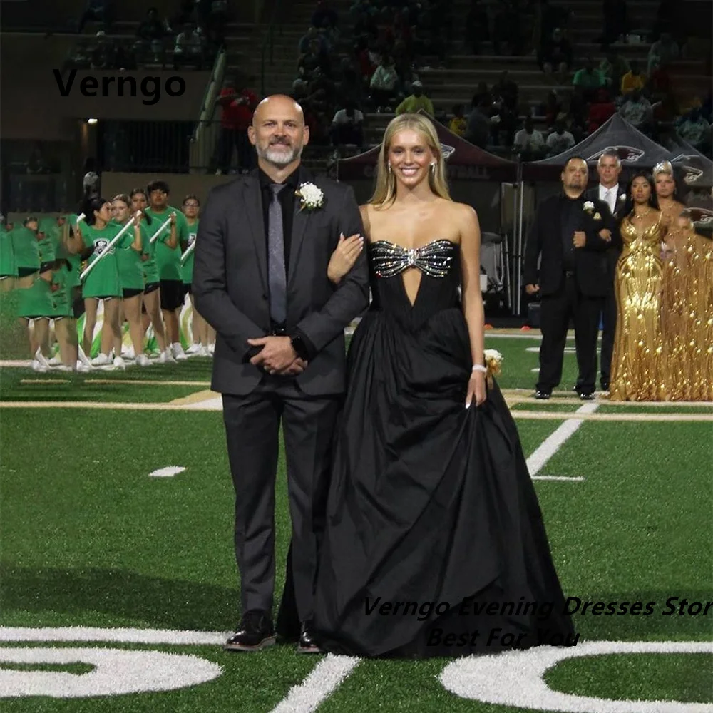 Verngo-Vestido de festa recortado longo de lantejoulas, Uma linha, Cetim, Sem mangas, Preto, Noite, Vestido de formatura, Ocasião formal