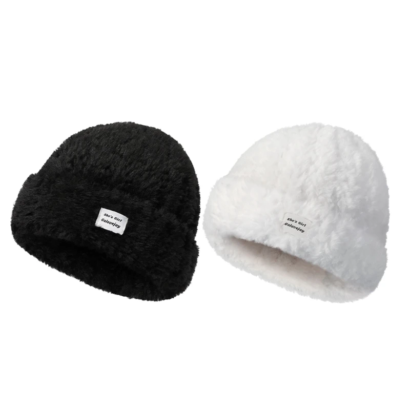 

Plush Knitted Sports Hat Unisex Beanie Hat Outdoor Casual Winter Hat Running Skull Riding Ear Protections Hat