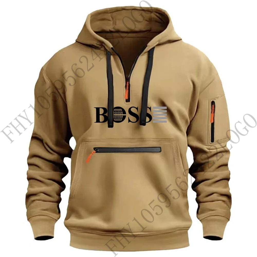 

New men's printed fitness long-sleeved sweatshirt for autumn and winter, fashionable European-style casual pullover hoodie