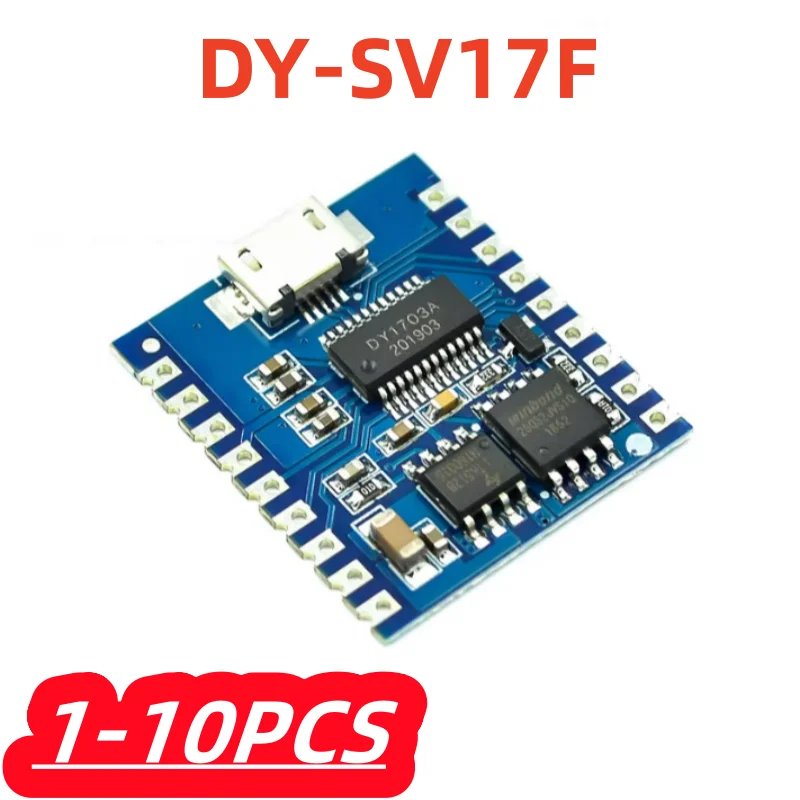 1-10Pcs/lot 100% New DY-SV17F Audio Module Mini MP3 Player IO Trigger USB Download Flash Voice Module