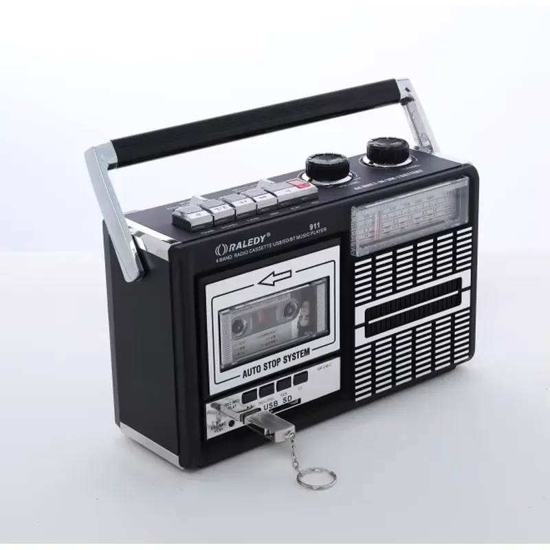 BOLRZO Vofull Portable Vintage Home Audio Stereo AM/FM Radio Cassette Player and Recorder with Aux Input Jack and Built-in