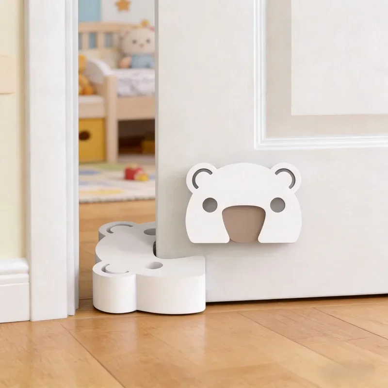 

Толстый белый дверной стопор из ЭВА для малышей, дизайн «Мультяшный медведь», защита от защемления пальцев, домашний защитный дверной блок для детей