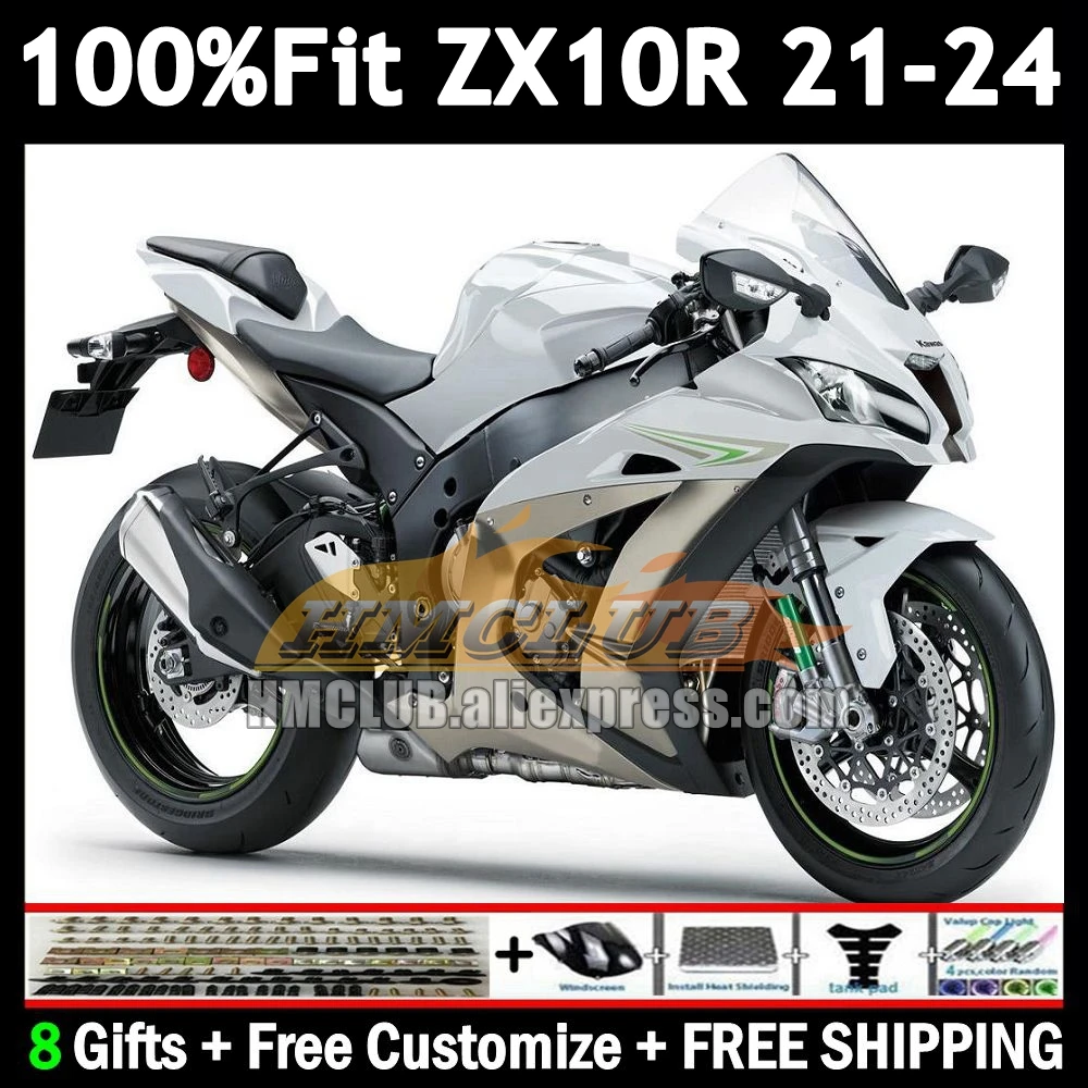 Injection Body For KAWASAKI NINJA ZX-10R ZX 10R 10 R 2021 2022 2023 2024 172No.167 pearl white ZX1000 ZX10R 21 22 23 24 Fairing