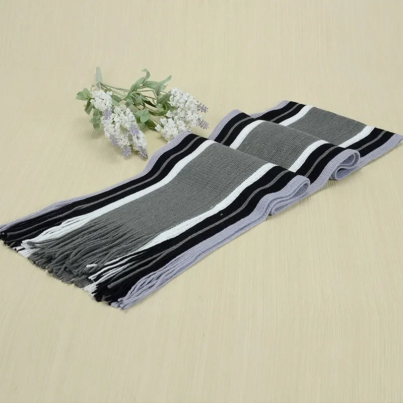 Hot Fashion Designer Men\'s Scarf Winter Classic Cashmere Warm Soft Fringe Striped Scarf Tassel Shawl Wrap Neckwarmer