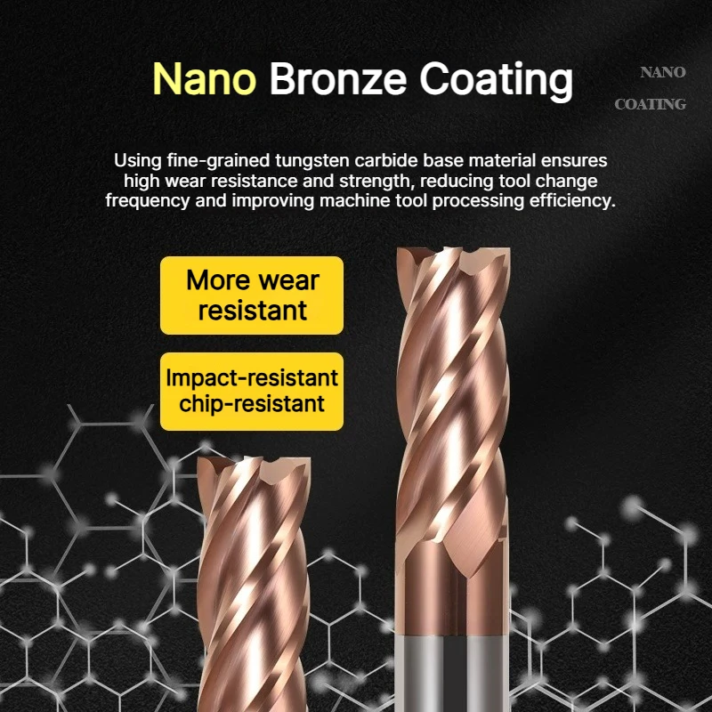 HRC55 Carbide End Mill 4Flutes 1-12mm – Strong Alloy Tungsten Steel Tool, Wear-Resistant, Precise Grooving & Profiling