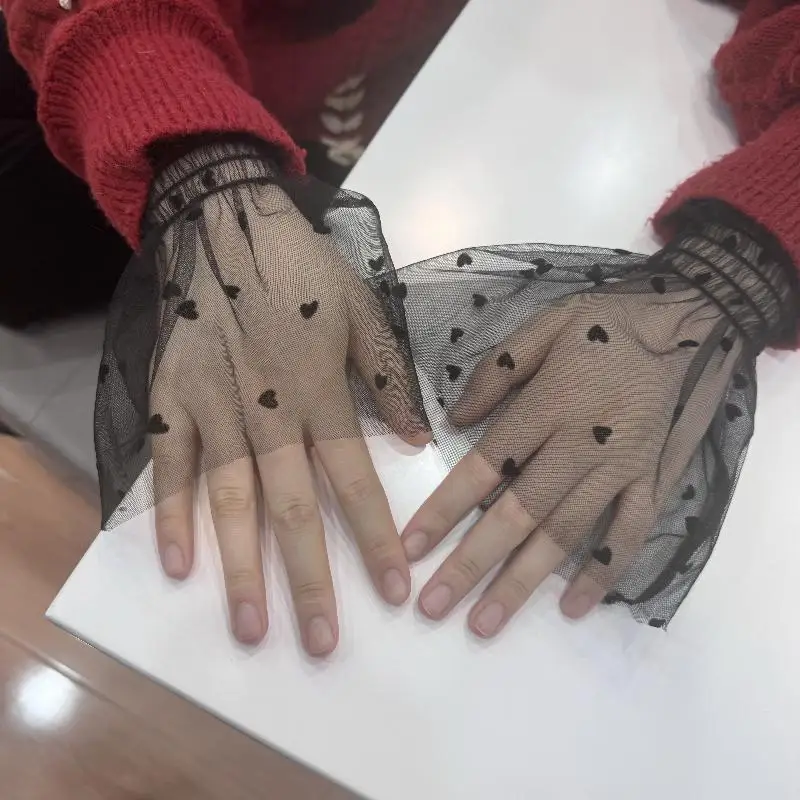 1 Pair Versatile Elegant Fake Cuffs Embroidery Pattern Detachable Lace Sleeves Solid Color Thin False Cuffs For Women
