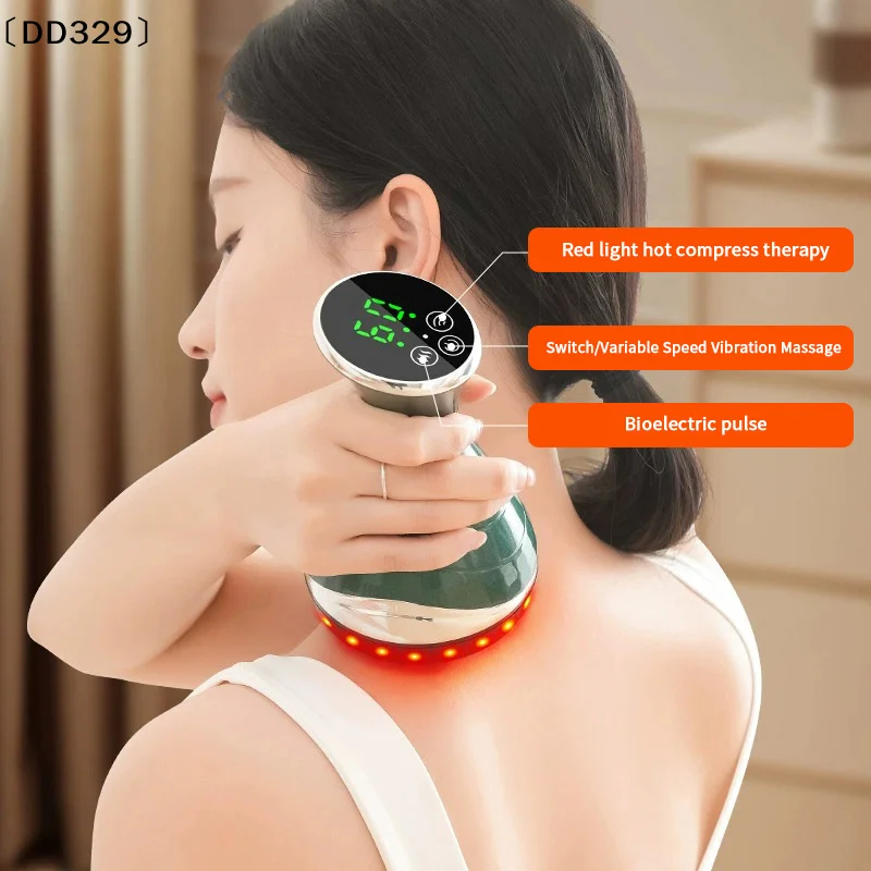 Electric Meridian Brush Anti Cellulite Gua Sha Body Massager Vibrate Microcurrent Hot Compress Scraping Lymphatic 〔DD329〕