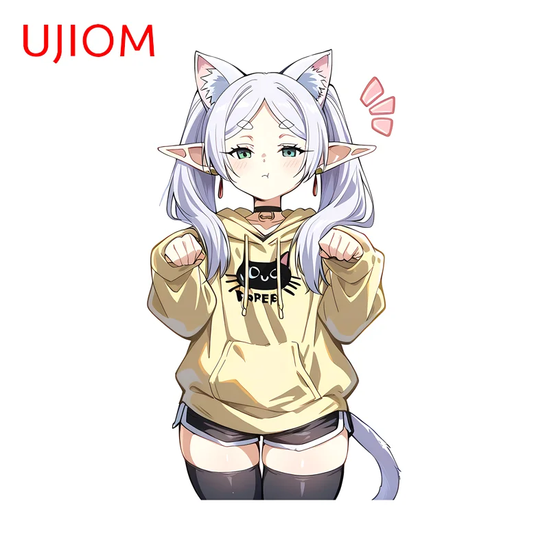 UJIOM Cat Ears Girl Frieren Wall Sticker Interesting Window Wallpapers For Kids Decal Unique Anime Figure Adhesive Decoration