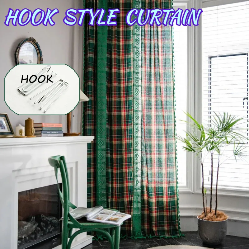 

Buffalo Check Curtains Farmhouse Curtain Drapes for Living Room Vintage Gingham Plaid Semi Sheer Tan Window Curtains for Bedroom