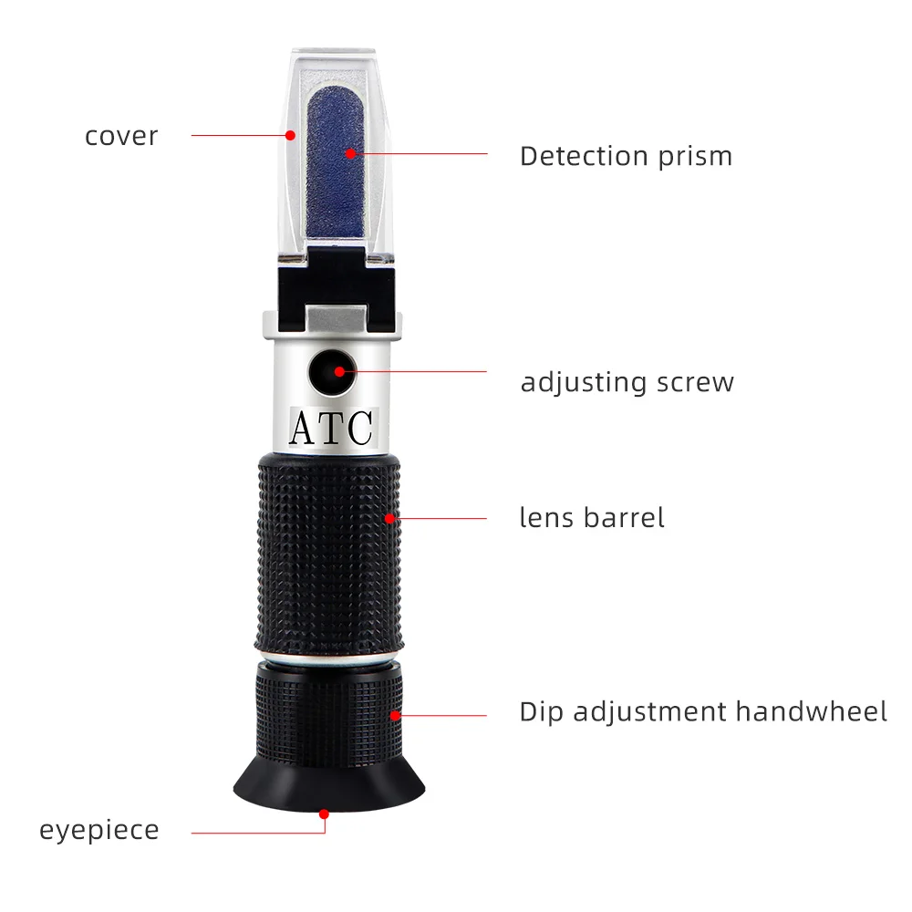 Handheld Alcoholmeter Beer Refractometer Spirits Tester Alcohol 0-80% Portable Alcoholometer Adjustable Manual ATC