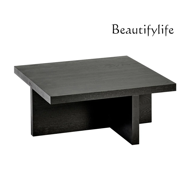 

Wabi-sabi wind coffee table retro solid wood black living room low coffee table B & B log wind square tea table