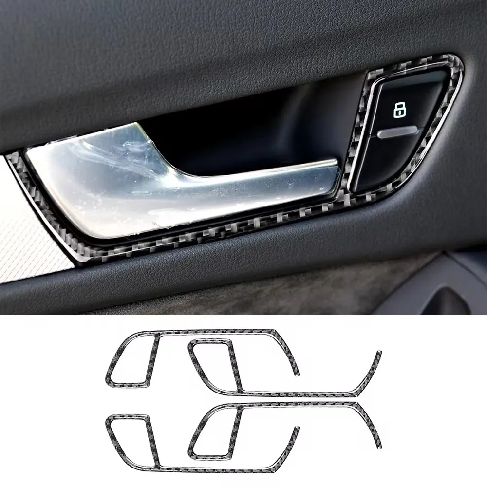 

4Pcs Car Inner Door Handle Sticker Doorknob Carbon Fiber Texture Trim Cover Interior Accessories For Audi A4 B8 A5 2009-2016