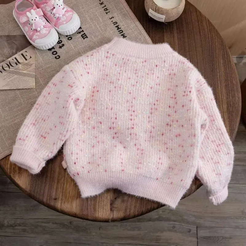 Girls Sweater Autumn Winter Pullover for Kids 2024 Children\'s Sweatshirts Love Knitting Toddler Shirt Warm Baby Tops