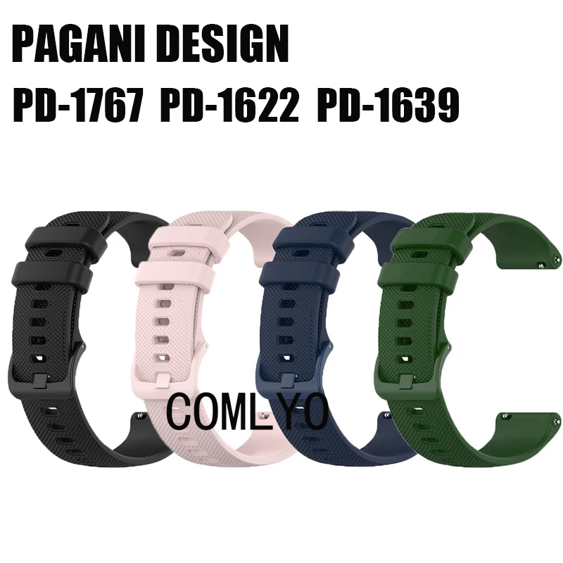 For PAGANI DESIGN PD-1639 PD-1622 PD-1767 Watch Strap Silicone Women Men Band Sports watch Bracelet Replacement Belt 20mm