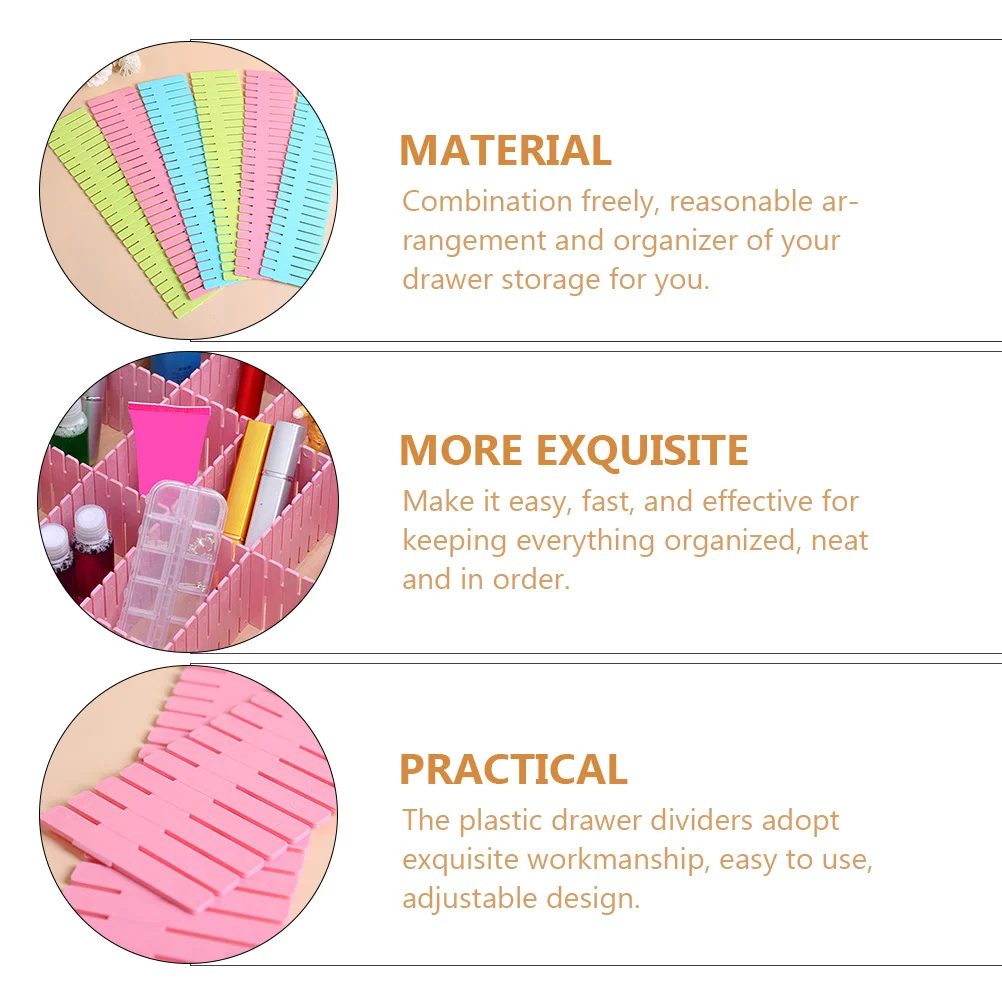 8 قطعة منظمات الأدراج المنزلية فواصل بلاستيكية قابلة للتعديل لتخزين أنيق ومنظم فواصل الأدراج البلاستيكية المنزلية #3